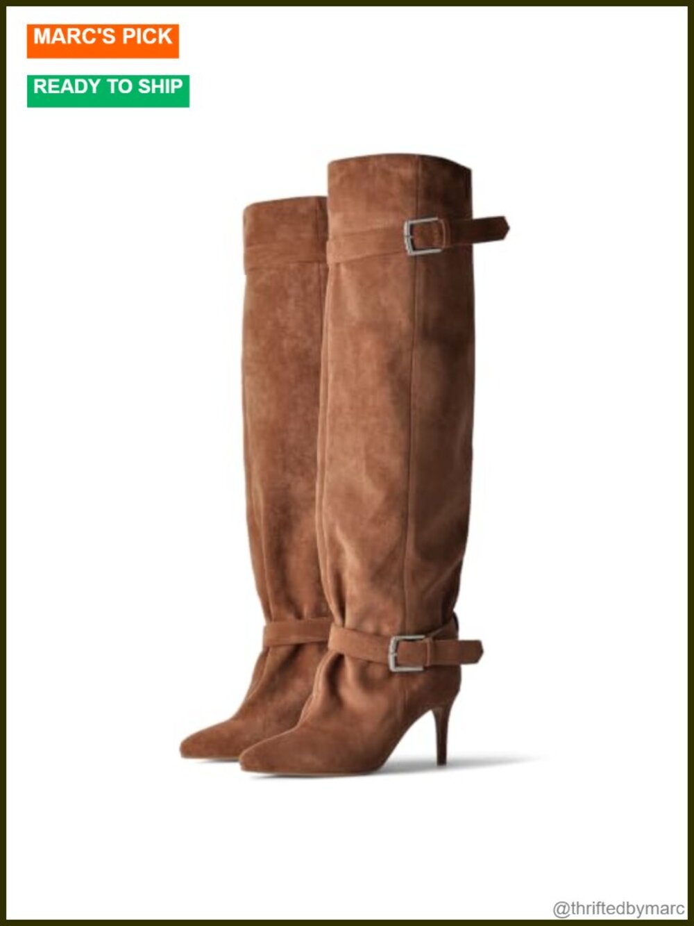 MissHeel Slouch Over-The-Knee Kitten Heel Boots Pointed Toe Suede